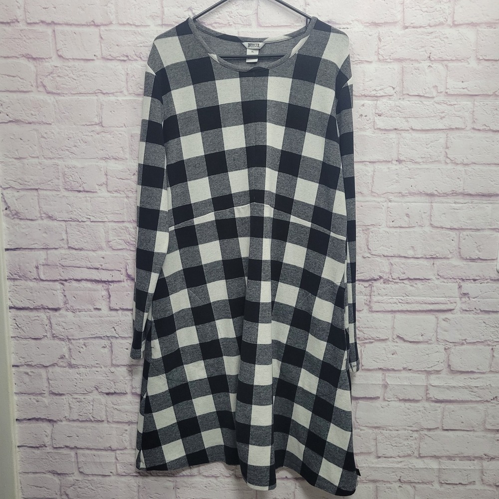 Duluth Trading Co Buffalo Plaid Tunic Dress XL Flannel Pockets Cozy Cabin Warm